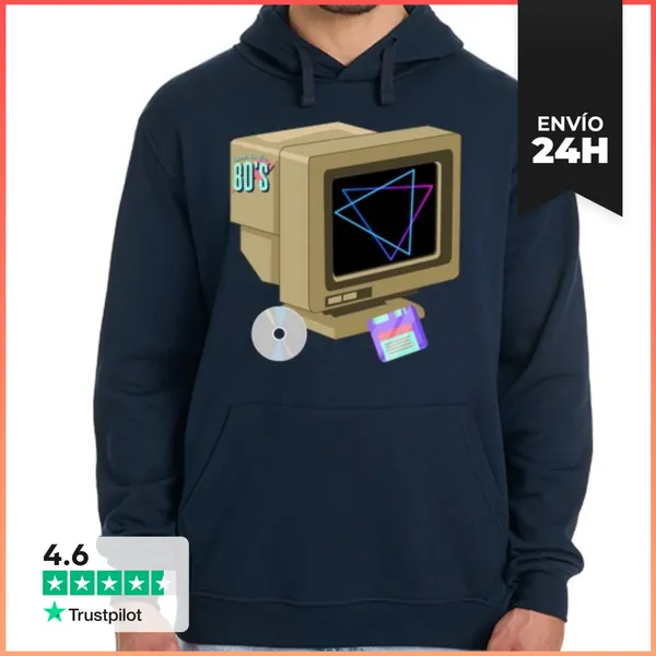 Sudadera Unisex Con Capucha Computadora De Los 80 LaTostadora