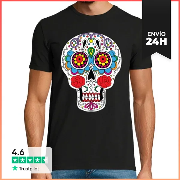 Camiseta Hombre Clásica Calavera - Cráneo - México LaTostadora
