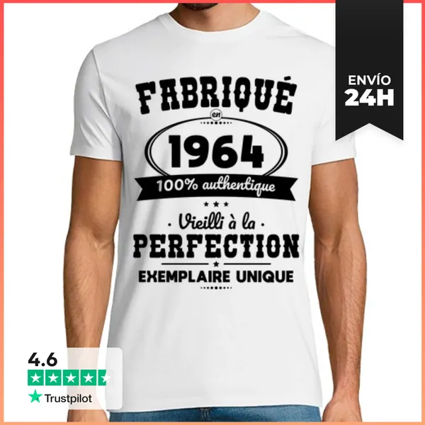 Camiseta Hombre Clásica 60 Aniversario Fabricado En 1964