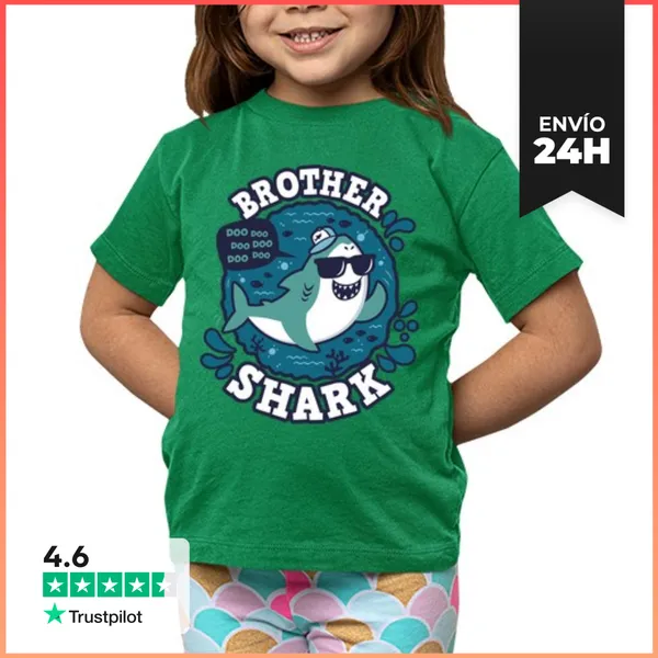 Camiseta Clásica Para Niños Brother Shark Trazo LaTostadora