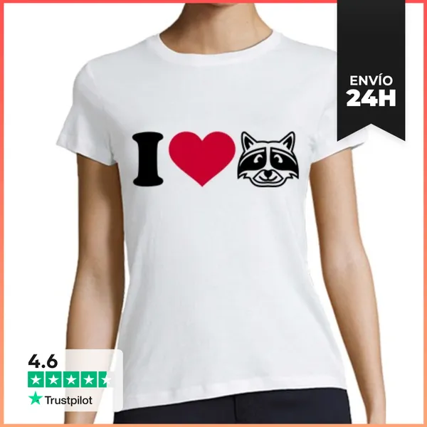 Camiseta Mujer Clásica Amo El Mapache LaTostadora