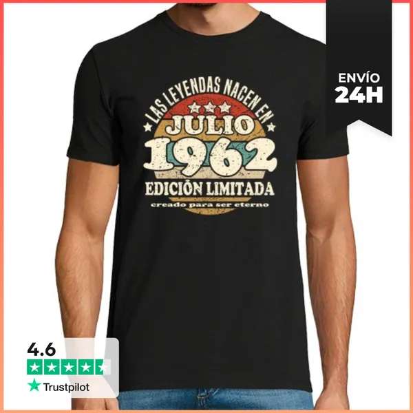 Camiseta Hombre Clásica Las Leyendas Nacen En Julio 1962