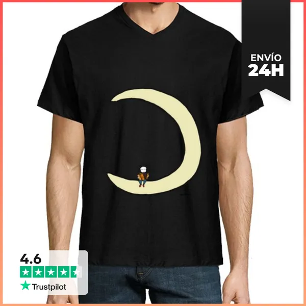 Camiseta Hombre, Cuello Pico Lluna I Acordió Diatònic LaTostadora