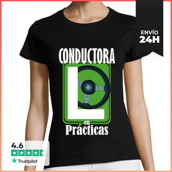 Camiseta Mujer Clásica L Conductora En Prácticas Novel Volante