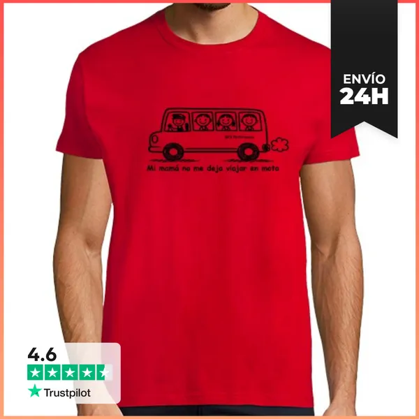 Camiseta Hombre Clásica Mi Mama No Me Deja Viajar En Moto