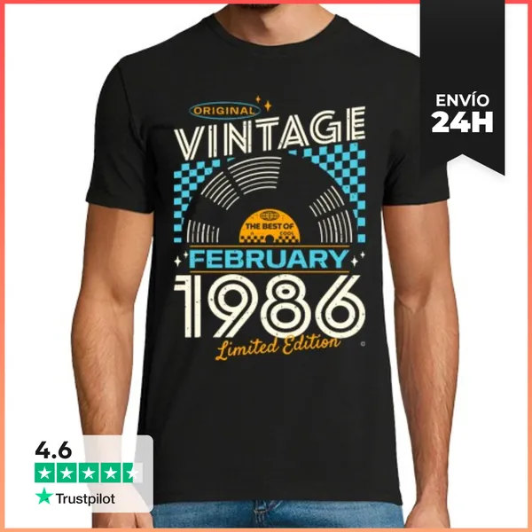 Camiseta Hombre Clásica Vintage February 1986 LaTostadora