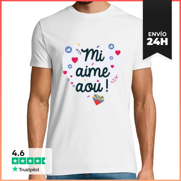 Camiseta Hombre Clásica Reunion Island 974 - Mi Ama A O