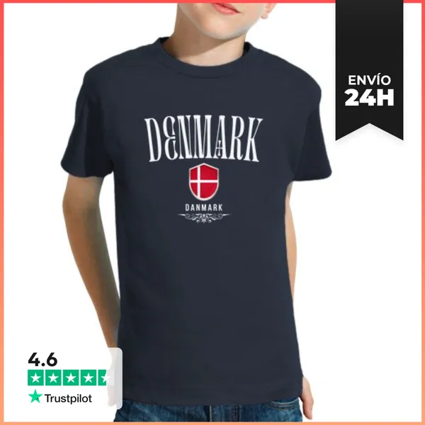 Camiseta Clásica Para Niños Dinamarca Bandera, Orgullo Danés