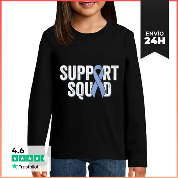 Camiseta Manga Larga Para Niños Escuadrón De Apoyo Para El Cáncer