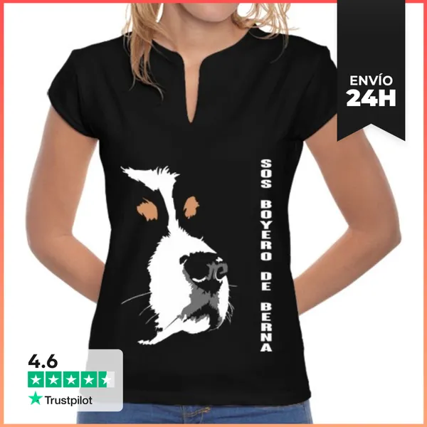 Camiseta Mujer Cuello Mao Perfil Boyero De Berna LaTostadora