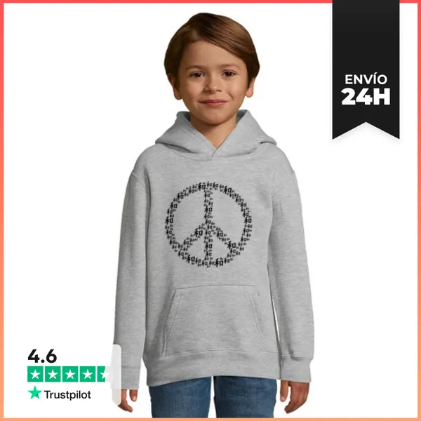 Sudadera Para Niños Con Capucha Paz Kanji 6 LaTostadora