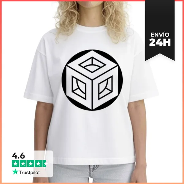 Camiseta Mujer Boxy Diseño De Círculo De Cultivo Del Cubo D