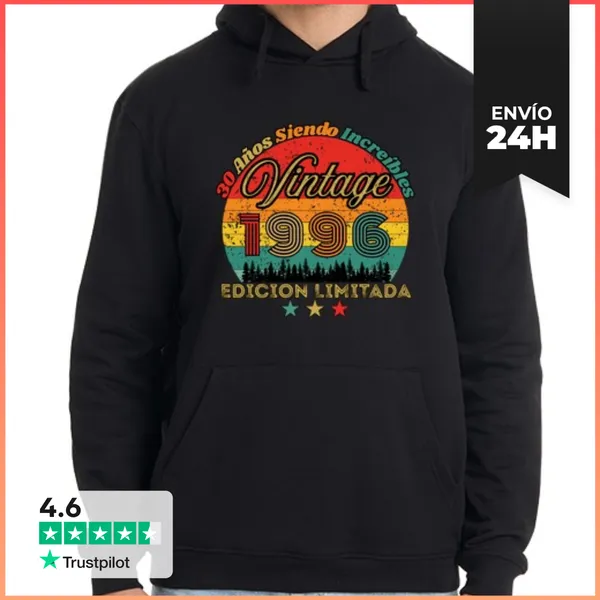 Sudadera Unisex Con Capucha Vintage 1996 Establecido Buen Estado