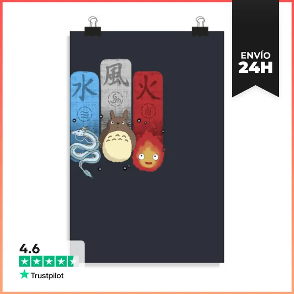 Póster Vertical Ghibli Elemental Charms LaTostadora