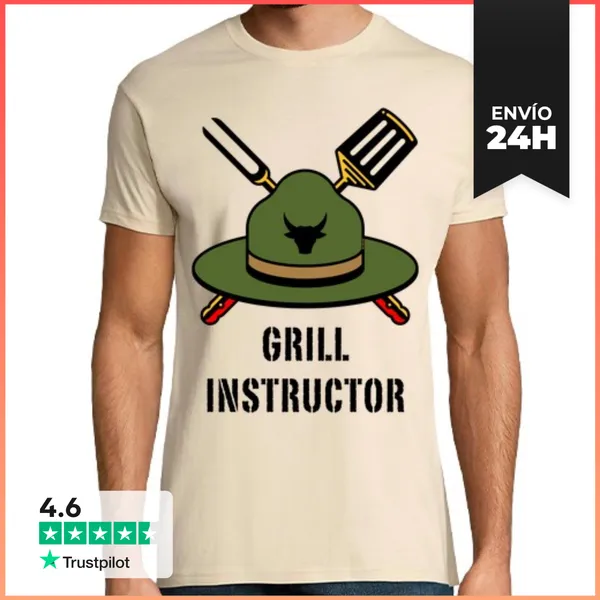 Camiseta Hombre Clásica Instructor De Parrilla Sombrero Para As