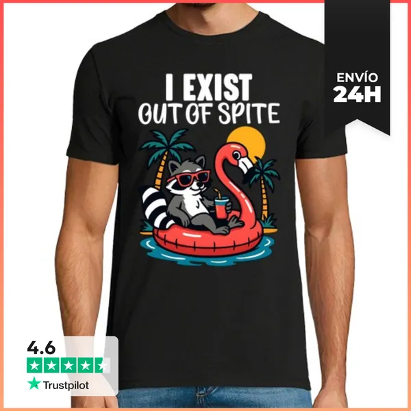 Camiseta Hombre Clásica Existo Por Despecho Mapache Divertido D