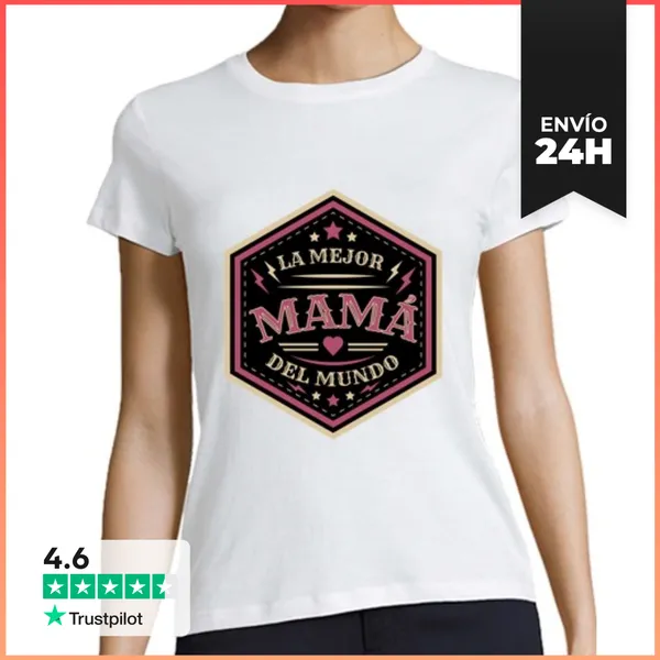 Camiseta Mujer Clásica La Mejor Mamá Del Mundo, Diseño Retro