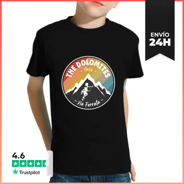 Camiseta Clásica Para Niños Vía Ferrata Los Dolomitas Italia
