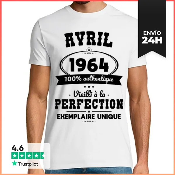 Camiseta Hombre Clásica Abril De 1964 Autentico 60 Años