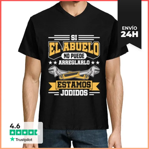 Camiseta Hombre, Cuello Pico Si El Abuelo No Puede Arreglarlo