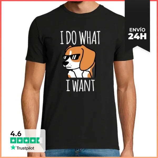 Camiseta Hombre Clásica Perro Beagle I Do What I Want LaTostadora