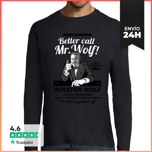 Camiseta Hombre Manga Larga Better Call Mr. Wolf LaTostadora