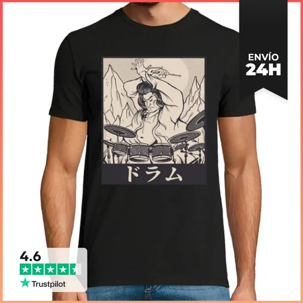 Camiseta Hombre Clásica Baterista Samurái LaTostadora