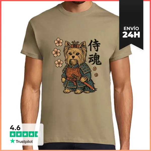 Camiseta Hombre Clásica Perro Yorkshire Terrier LaTostadora
