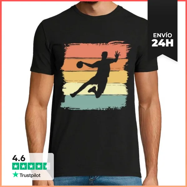 Camiseta Hombre Clásica Balonmano Retro Vintage Para Balonmano