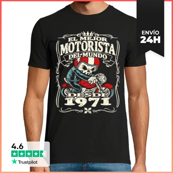 Camiseta Hombre Clásica El Mejor Motorista Desde 1971 LaTostadora