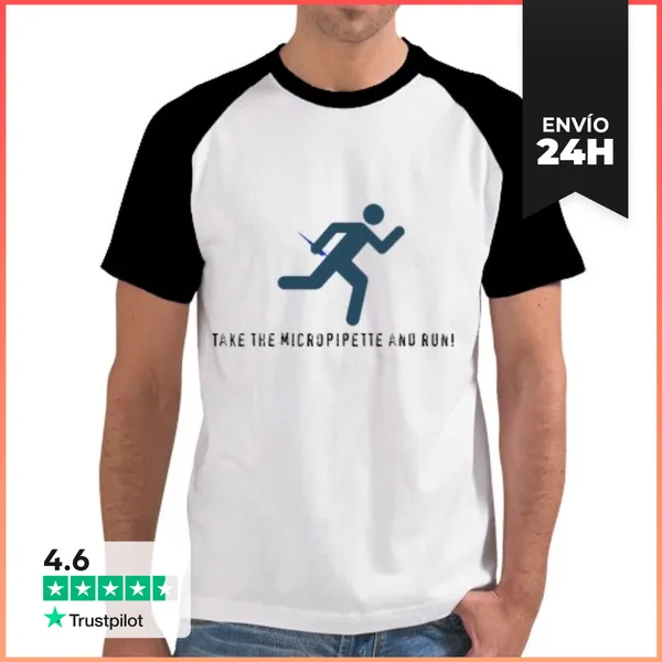 Camiseta Hombre, Estilo Béisbol Take The Micropipette And Run