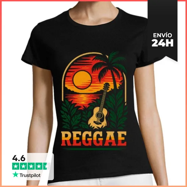 Camiseta Mujer Clásica Musica Reggae Guitarra Jamaica LaTostadora