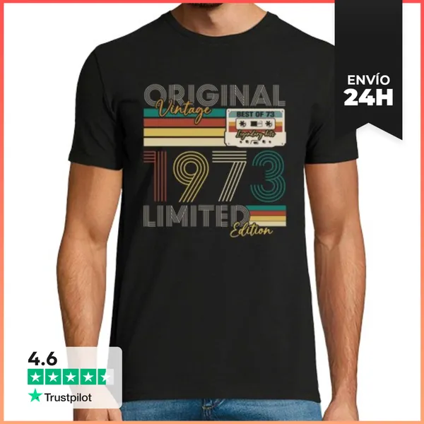 Camiseta Hombre Clásica 1973 Vintage Retro Regalo Cumpleaños