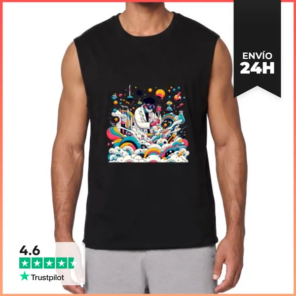 Camiseta Sin Mangas Científico Loco Y Experimento Explosivo