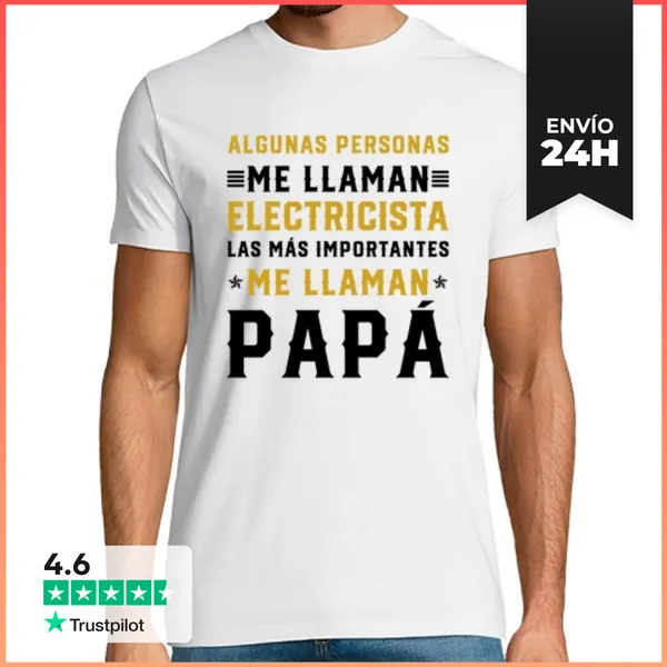 Camiseta Hombre Clásica Hombre Papá Electricista Regalo Divertido