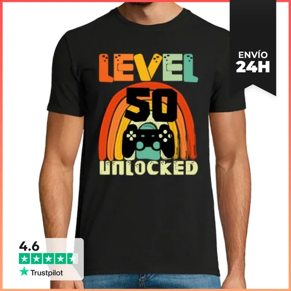 Camiseta Hombre Clásica Nivel 50 Desbloqueado LaTostadora