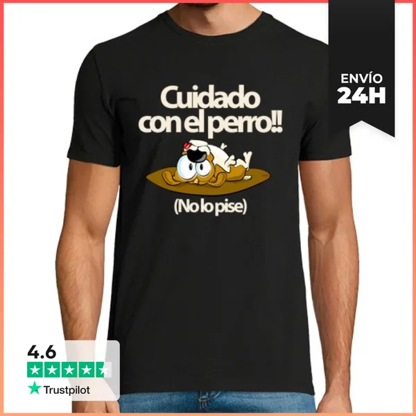 Camiseta Hombre Clásica Cuidado Con El Perro LaTostadora