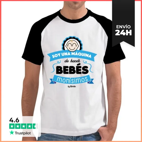 Camiseta Hombre, Estilo Béisbol Soy Una Máquina De Hacer Bebés