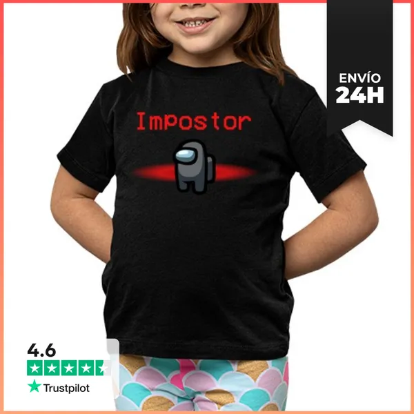 Camiseta Clásica Para Niños Among Us Negro Impostor LaTostadora