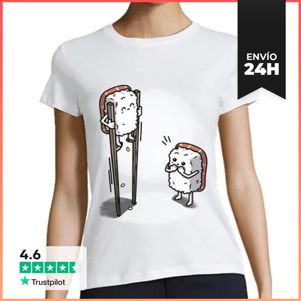 Camiseta Mujer Clásica Sushi En Palillos LaTostadora