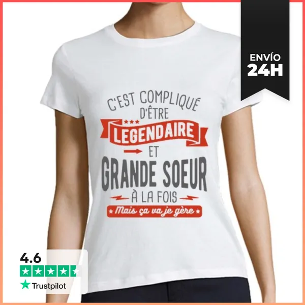 Camiseta Mujer Clásica Legendaria Y Hermana Mayor LaTostadora