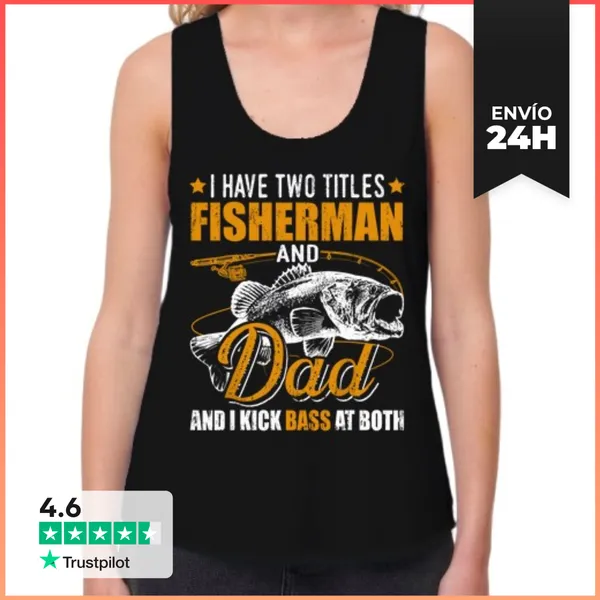 Camiseta Mujer Sin Mangas, Loose Fit Tengo Dos Títulos Papá