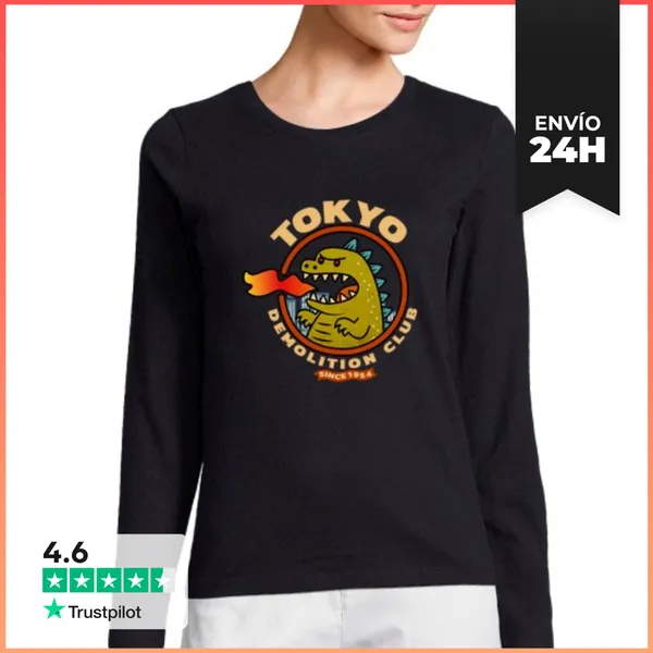 Camiseta Mujer Manga Larga Tokyo Godzilla LaTostadora