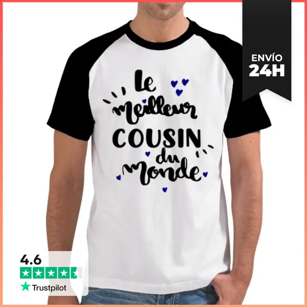 Camiseta Hombre, Estilo Béisbol Meilleur Cousin LaTostadora