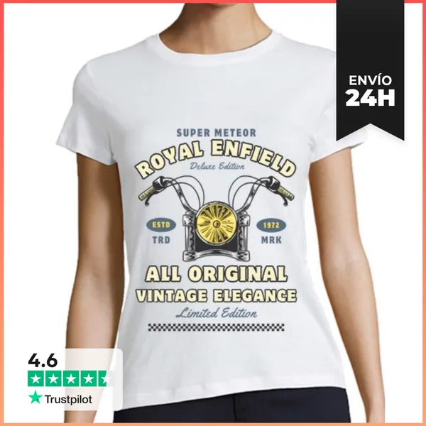 Camiseta Mujer Clásica Motos Clásicas Estilo 1972 Vintage Ropa