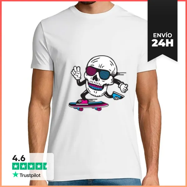 Camiseta Hombre Clásica Calavera Skate LaTostadora