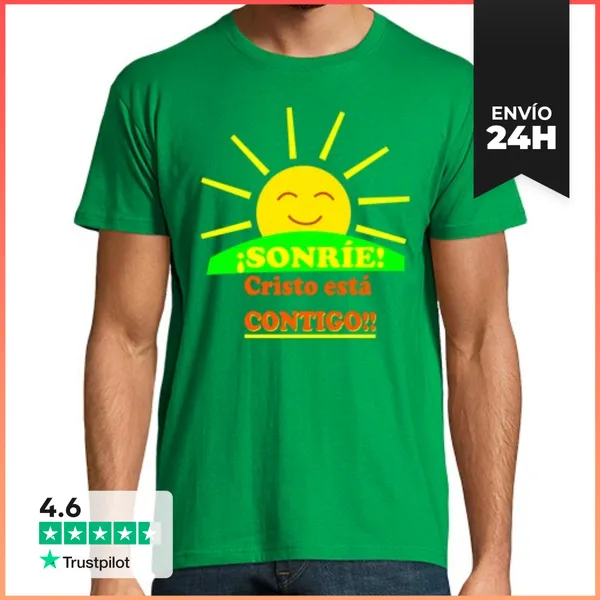 Camiseta Hombre Clásica Camiseta Jesucristo Contigo LaTostadora