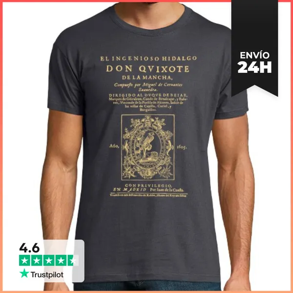 Camiseta Hombre Clásica Cervantes. Don Quijote (dark Tees)