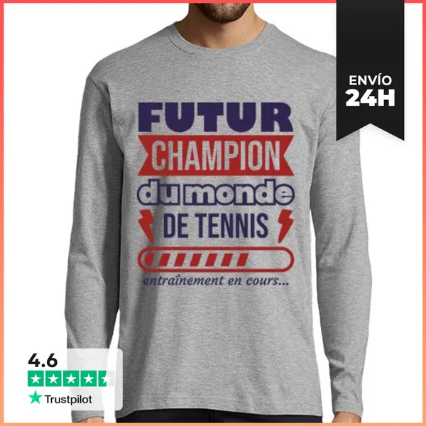 Camiseta Hombre Manga Larga Futuro Campeón Mundial De Tenis