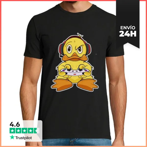 Camiseta Hombre Clásica Pato Con Controlador De Juego I Gracios